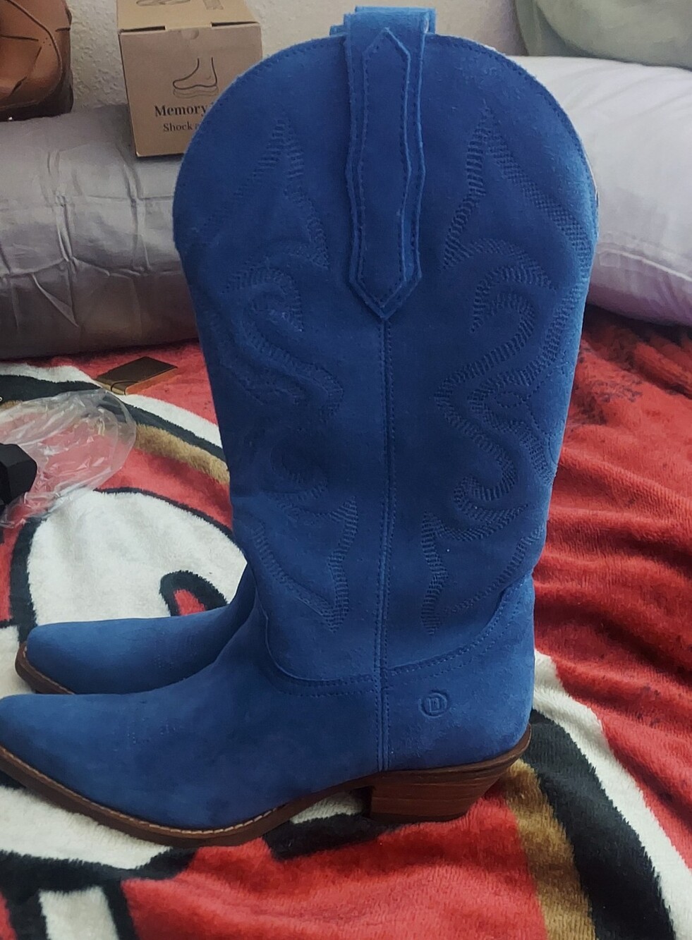 dingo Blue Suede Western Cowboy Boots for Women - Picture 2 of 3